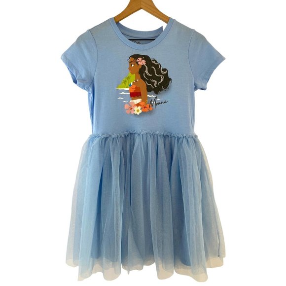 Disney Other - Disney’s Moana Blue Short Sleeve T-Shirt Tee Tulle Tutu Dress Girls XL 14-16